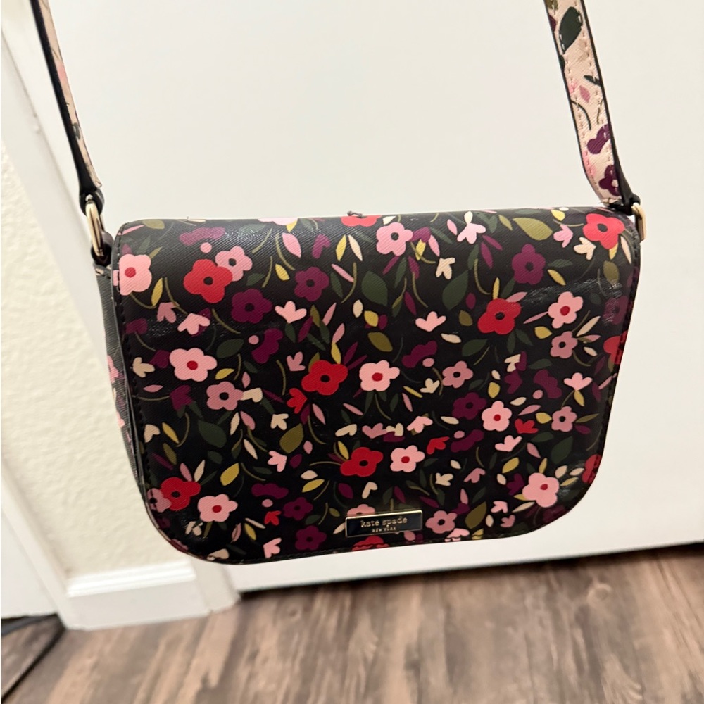 Kate Spade Floral Crossbody Bag - Black and Pink